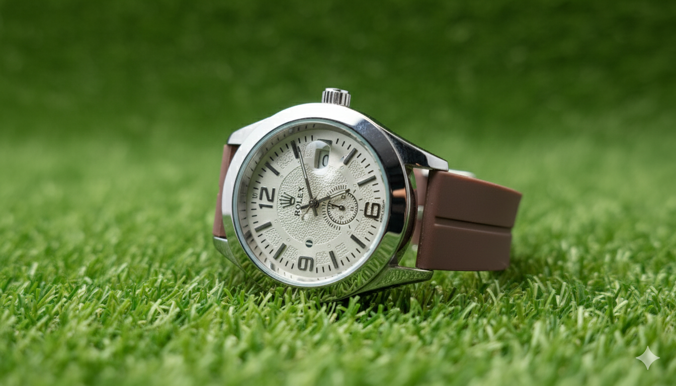 The Textured Dial Silver & Onyx Sport Watch