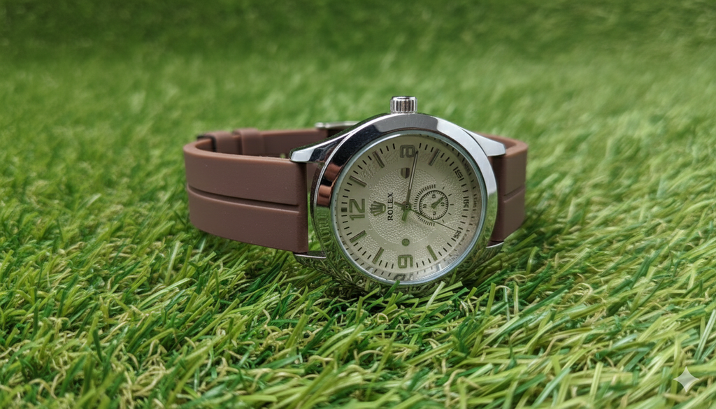 The Textured Dial Silver & Onyx Sport Watch