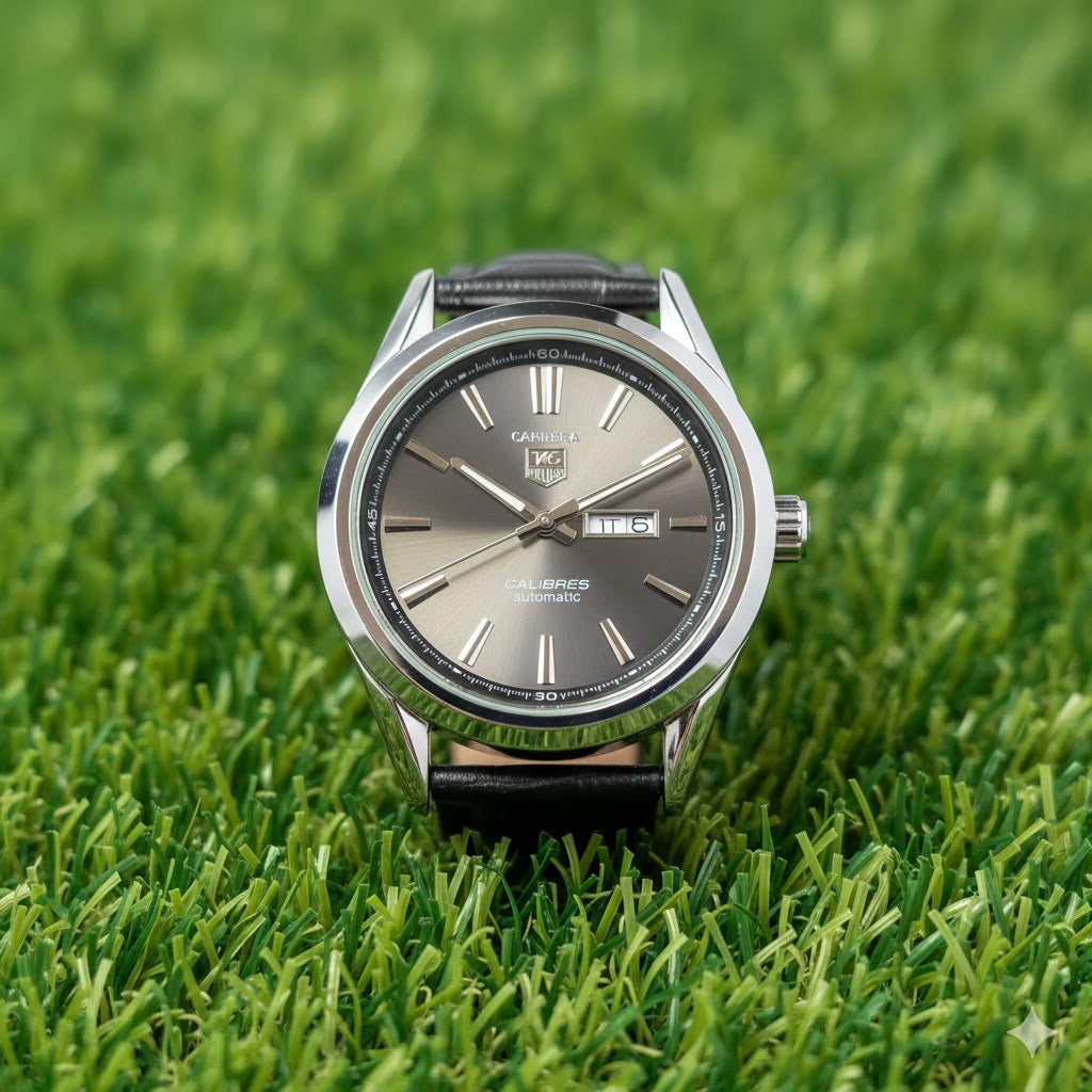 Tag Heuer Calibre 5 Black Belt Silver Bezel Black Dial