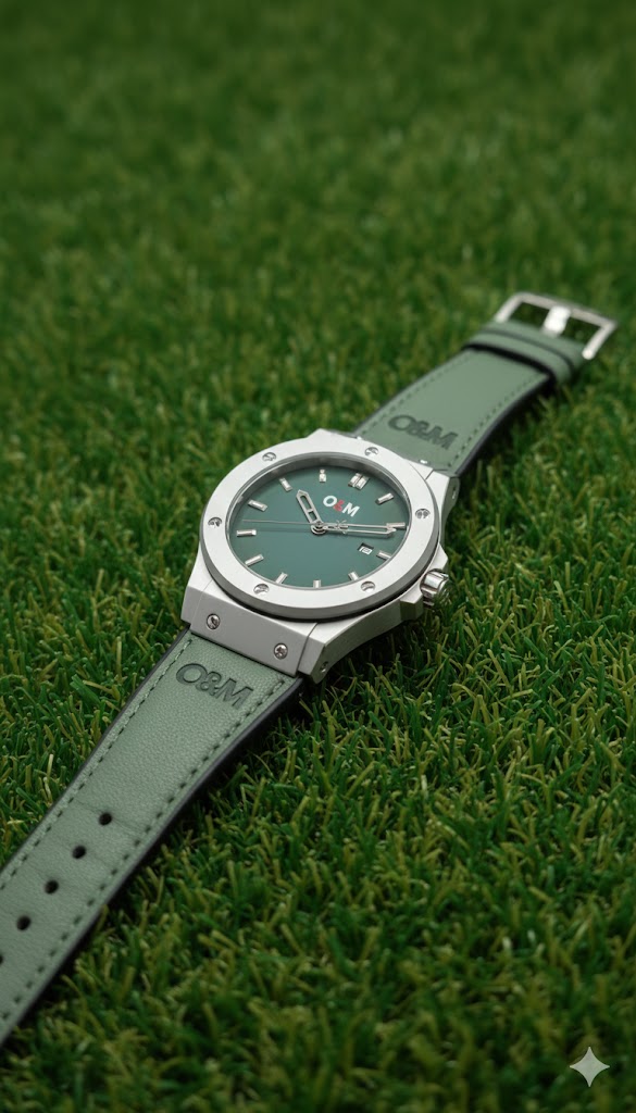 Hublot Classic Fusion Quartz Silver Steel Case Forest Green Rubber Strap